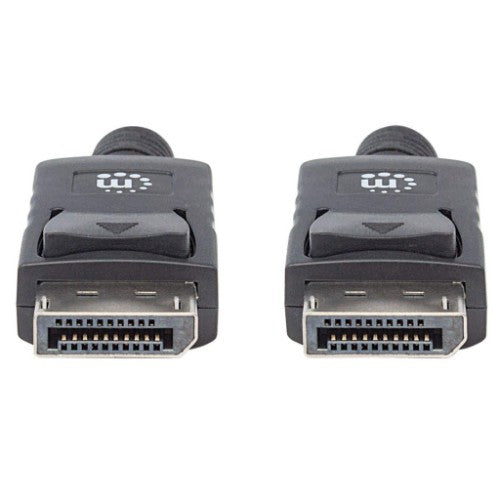 Manhattan DisplayPort 1.2 Cable, 4K@60hz, 1m, Male to Male, With Latches, Fully Shielded, Black, Lifetime Warranty, Equivalent to DISPL1M