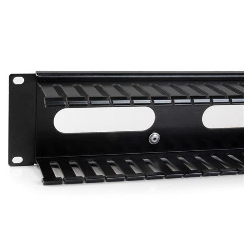 StarTech.com Horizontal 2U Server Rack Cable Management Finger Duct w/ Cover - 19" Network Rack Wire Duct Raceway Panel - Slotted Wire Duct
