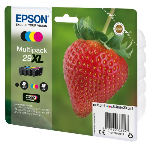 Epson C13T29964012/29XL Ink cartridge multi pack Bk,C,M,Y high-capacity 11,3ml + 3x6,4ml Pack=4 for Epson XP 235/335