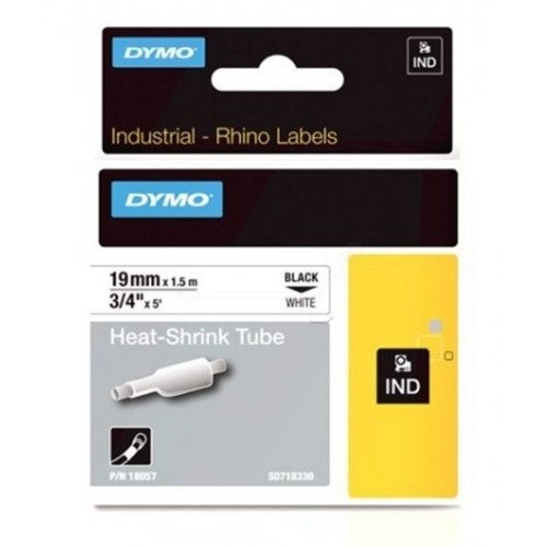 Dymo 18057/S0718330 Heat Shrink Tubes black on white 19mm x 1,5m for Dymo Rhino 6-19mm/24mm