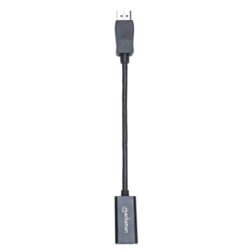 Manhattan DisplayPort 1.1 to HDMI Adapter Cable, 1080p@60Hz, Male to Female, Black, Cable 15cm, DP With Latch, Not Bi-Directional, Three Year Warranty, Equivalent to DP2HDMI