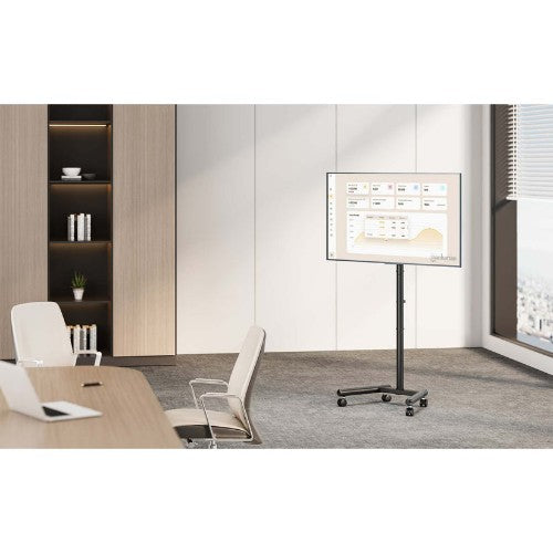 Manhattan Trolley Mount Stand for TV & Monitors, For screens: 13" to 42", VESA compatibility: all between 75X75 to 200x200mm - check the dimensions of the four mounting holes on back of screen to ensure it fits, Max 20kg, Height-adjustable to six levels,