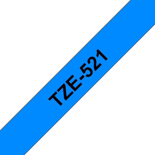 Brother TZE-521 DirectLabel black on blue Laminat 9mm x 8m for Brother P-Touch TZ 3.5-18mm/6-12mm/6-18mm/6-24mm/6-36mm