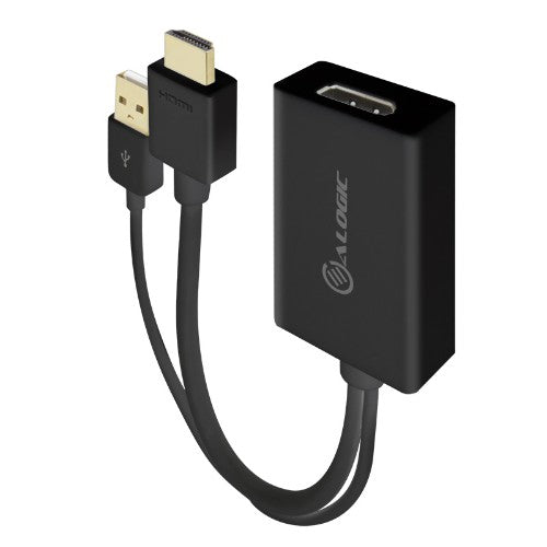 ALOGIC HDMI Male to DisplayPort Female Adapter with USB Cable for Power - BLACK