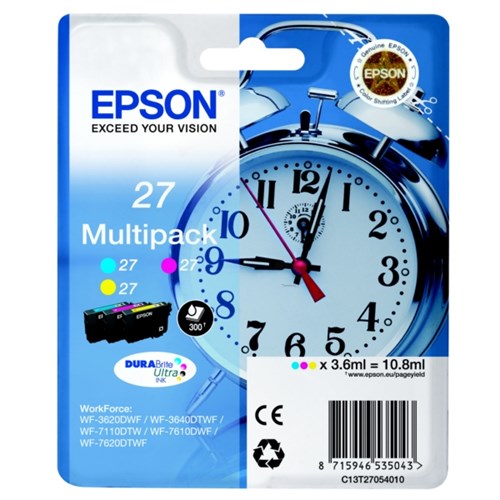 Epson C13T27054012/27 Ink cartridge multi pack C,M,Y 3x350pg3x3,6ml Pack=3 for Epson WF 3620