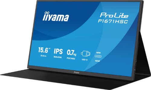 iiyama ProLite P1671HSC-B1 computer monitor 39.6 cm (15.6") 1920 x 1080 pixels Full HD LED Black