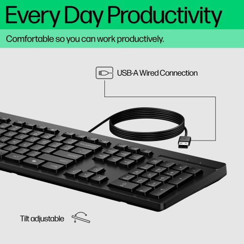 HP 125 Wired (Bulk) keyboard Office USB Black