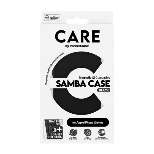 PanzerGlass CARE™ by ® Samba Case Black w. Qi Compatible iPhone 17e | 16e