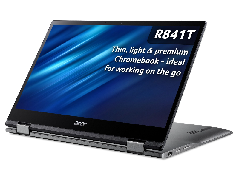 Acer Chromebook R841T-S3PW Hybrid (2-in-1) 33.8 cm (13.3") Touchscreen Full HD Qualcomm Snapdragon 7c 4 GB LPDDR4x-SDRAM 64 GB Flash Wi-Fi 5 (802.11ac) ChromeOS Grey