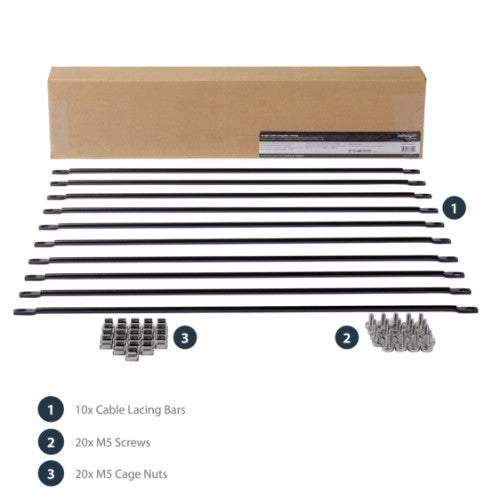 StarTech.com Horizontal Cable Lacing Bars for Racks - 10 Pack