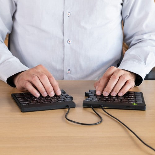 R-Go Tools Ergonomic keyboard R-Go Split Break v2 with break software, ergonomic split keyboard, QWERTY (UK), Wired, black