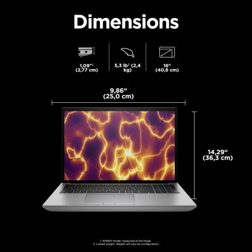 HP ZBook Fury G11 Intel® Core™ i9 i9-13900HX Mobile workstation 40.6 cm (16") WUXGA 32 GB DDR5-SDRAM 1 TB SSD NVIDIA RTX 2000 Ada Wi-Fi 7 (802.11be) Windows 11 Pro AI Workstation, AI PC Grey