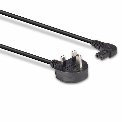 Lindy 3m UK 3 Pin Plug To Right Angled IEC C7 Mains Power Cable, Black