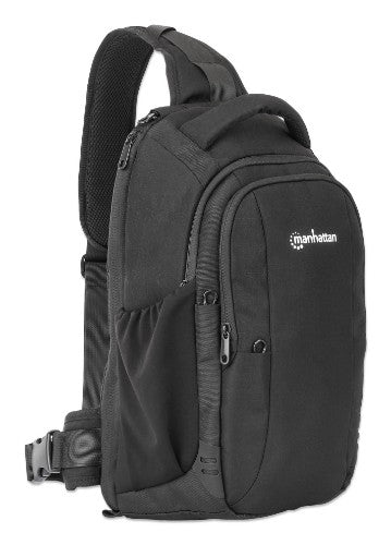Manhattan Amsterdam Sling Backpack 13.3", Anti Theft, Black, Top Load Backpack, Carrier with Single Shoulder Strap for Notebooks and Tablets up to 13.3", Premium Padding, Front and Multiple Interior Pockets, Water-Resistant, Three Year Warranty