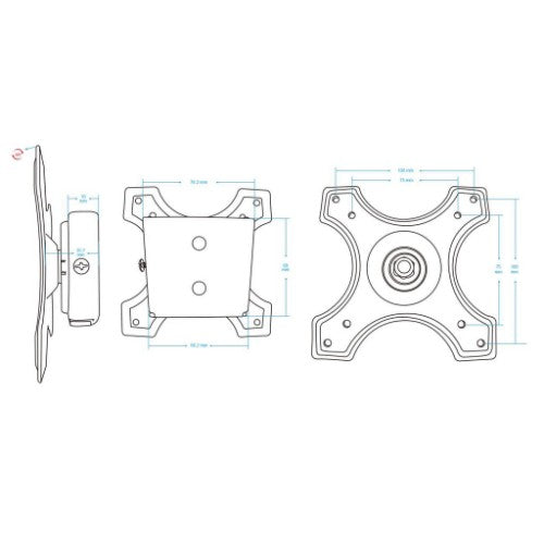 Manhattan Wall Mount for TV & Monitors (Fixed), For screens 10" to 32", VESA compatibility: 75x75mm and 100x100mm - check the dimensions of the four mounting holes on back of screen to ensure it fits, Max 15kg, Black, Bracket