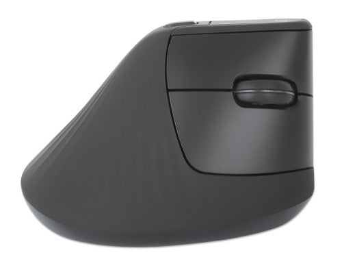 Manhattan Ergonomic Vertical Wireless Mouse (Right Handed), Black, Adjustable 800/1200/1600dpi, 2.4Ghz (effective range up to 10m), Six Button with Scroll Wheel, Nano USB-A receiver, AA battery (included), Three Year Warranty