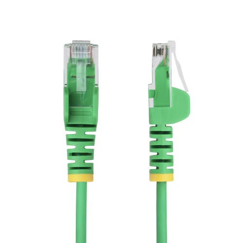 StarTech.com 15m Green Slim CAT6 Ethernet Cable, Snagless, 100W PoE, UTP, LSZH, 28AWG Pure Bare Copper Wire, Slim RJ45 Network Patch Cord w/Strain Reliefs, Individually Tested