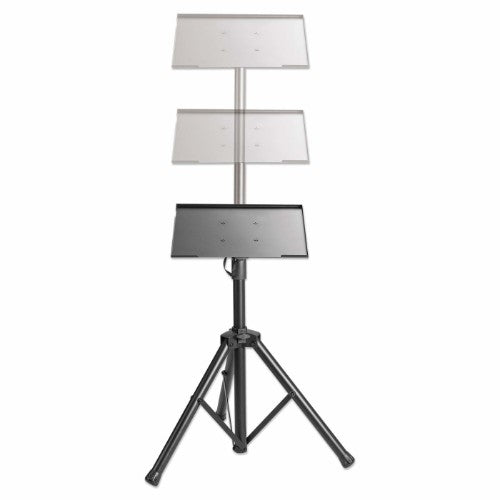 Manhattan Tripod Floor Mount for TV/Monitor/Projector/Laptop, For screens: 13" to 32", VESA compatability: 75x75 and 100x100mm - check the dimensions of the four mounting holes on back of screen to ensure it fits, Max 15kg, Height Adjustable, Black, Brack