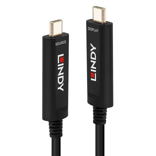 Lindy 30m Fibre Optic Hybrid USB Type C Cable, Audio / Video Only