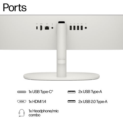 HP 22-dg0007na Intel® Celeron® N100 54.5 cm (21.4") 1920 x 1080 pixels All-in-One PC 8 GB DDR5-SDRAM 128 GB Flash Windows 11 Home Wi-Fi 6 (802.11ax) White