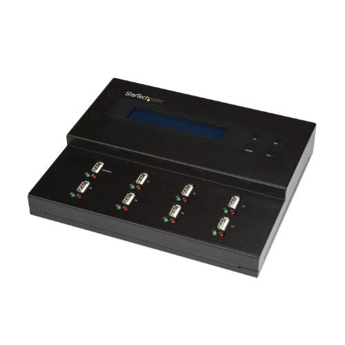 StarTech.com Standalone 1 to 7 USB Thumb Drive Duplicator and Eraser, Multiple USB Flash Drive Copier, System and File and Whole-Drive Copy at 1.5 GB/min, Single and 3-Pass Erase, LCD Display - TAA