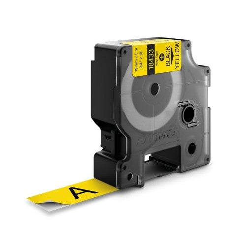 Dymo 18433/S0718470 Ribbon Vinyl black on yellow 19mm x 5,5m for Dymo Rhino 6-19mm/24mm