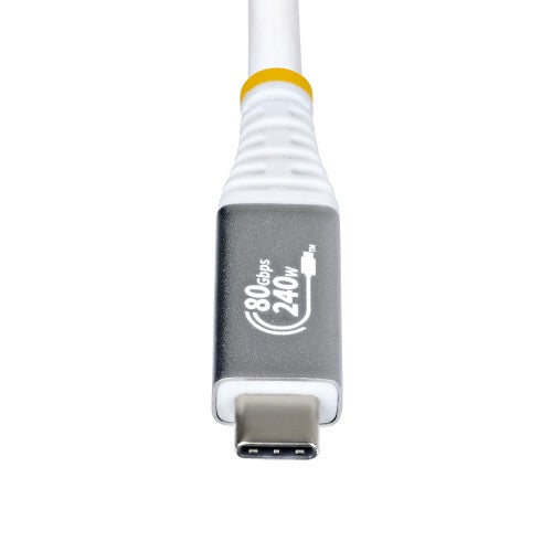 StarTech.com 50cm (1.6ft) USB4 Cable, 80Gbps, USB-IF Certified USB-C Cable, 240W PD, 8K 120Hz/4K 240Hz DP2.1 DP80, TPE Jacket, Thunderbolt 4 Compatible - White USB-C Cord