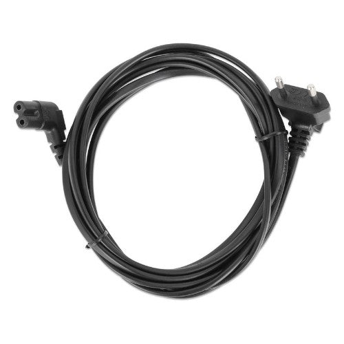 Manhattan Mains Power Cord/Cable (Right Angled), Euro 2-pin (CEE 7/16 Euro 8) plug to C7 Female (figure of eight), 3m, 2.3A, Black, Lead, Lifetime Warranty