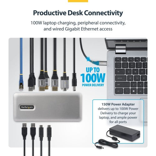 StarTech.com 199UE-USBC-DOCK laptop dock/port replicator Wired USB 3.2 Gen 2 (3.1 Gen 2) Type-C Grey