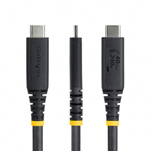 StarTech.com 50cm (1.6ft) USB4 Cable, 40Gbps, USB-IF Certified USB-C Cable, 240W PD, 8K 60Hz/4K 240Hz DP2.1 DP40, TPE Jacket, Thunderbolt 4 Compatible - Black USB-C Cord