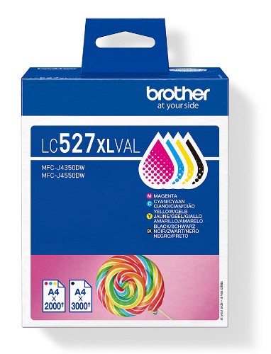 Brother LC-527XLVAL Ink cartridge multi pack Bk,C,M,Y high-capacity 3500pg + 3x2000 pg Pack=4 for Brother MFC-J 4350