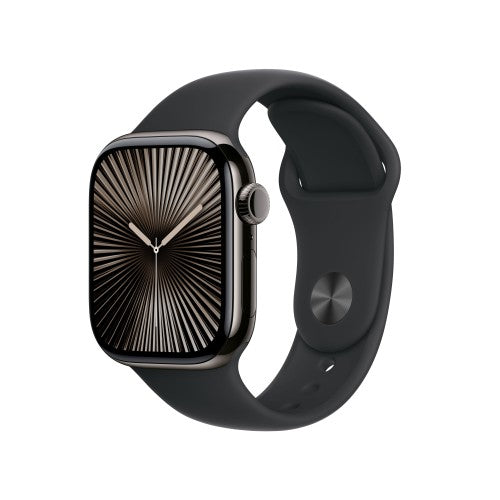 Apple Watch Series 10 GPS + Cellular 42mm Slate Titanium Case with Black Sport Band - S/M