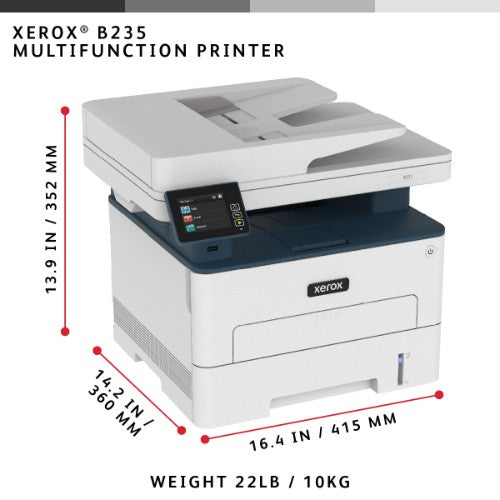 Xerox B235 A4 34ppm Wireless Duplex Copy/Print/Scan/Fax PS3 PCL5e/6 ADF 2 Trays Total 251 Sheets UK