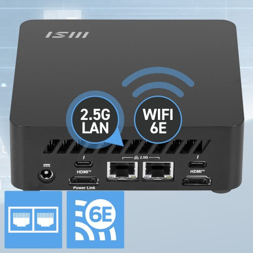 MSI Cubi NUC AI 1UMG Intel Core Ultra 5 125H, Desktop PC, NUC, SFF, Mini Computer, HTPC, (16GB RAM, 512GB Storage, Windows 11 PRO), Intel Graphics/DDR5/Dual ThunderBolt 4/Dual HDMI/Dual LAN/WiFi 6E/BT 5.3/VESA