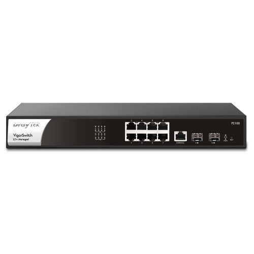 DrayTek P2100 Managed L2+/L3 Gigabit Ethernet (10/100/1000) Power over Ethernet (PoE) 1U Black, Silver
