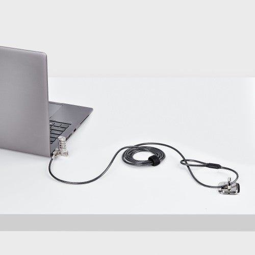 StarTech.com Universal Laptop Lock 6.6ft (2m), Security Cable For Notebook Compatible With Noble Wedge®/Nano/K-Slot; Keyless Combination Locking Cable, Anti-Theft Cut-Resistant Steel Cable