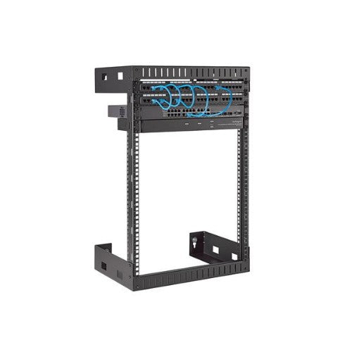 StarTech.com 15U 19" Wall Mount Network Rack - 12" Deep 2 Post Open Frame Server Room Rack for Data/AV/IT/Computer Equipment/Patch Panel with Cage Nuts & Screws 200lb Capacity, Black