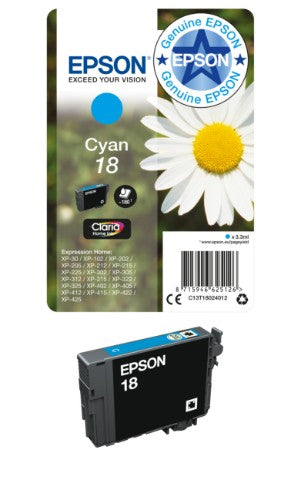 Epson C13T18164012/18XL Ink cartridge multi pack Bk,C,M,Y high-capacity 470pg + 3x450pg, 1x 12ml + 3x 7ml Pack=4 for Epson XP 30