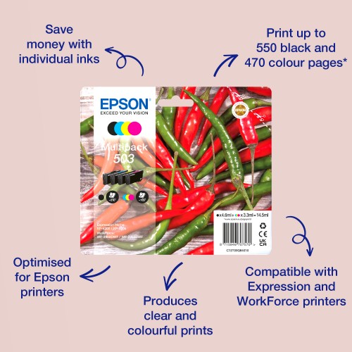 Epson C13T09R94010/503XL/503 Ink cartridge multi pack Bk,C,M,Y 550pg + 3x165pg Pack=4 for Epson XP-5200