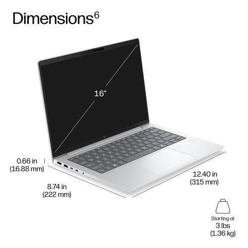 HP DQ0B5ET laptop Copilot+ PC 35.6 cm (14") WUXGA 16 GB LPDDR5x-SDRAM 512 GB SSD Wi-Fi 7 (802.11be) Windows 11 Pro Silver