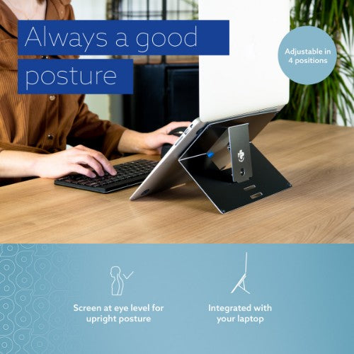 R-Go Tools Laptop stand R-Go Riser Attachable, adjustable, integrated with your laptop, aluminum, black
