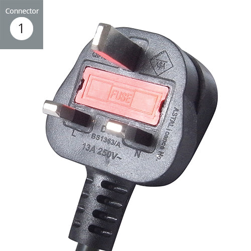 connektgear 3m 8 Way Horizontal Rack Mount Power Extension Block UK Plug to 8 x C13 Sockets - Black