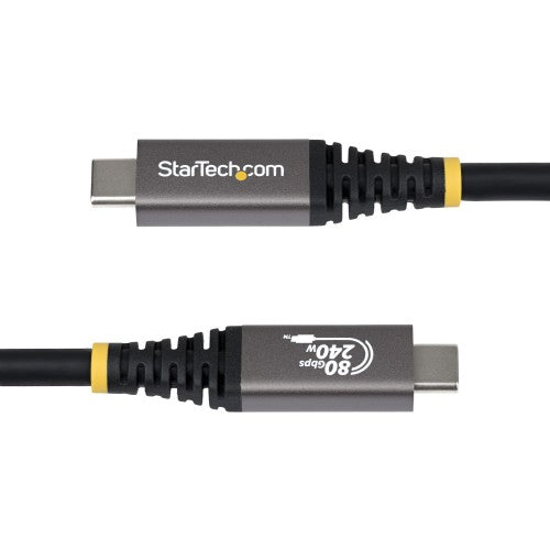 StarTech.com 50cm (1.6ft) USB4 Cable, 80Gbps, USB-IF Certified USB-C Cable, 240W PD, 8K 120Hz/4K 240Hz DP2.1 DP80, TPE Jacket, Thunderbolt 4 Compatible - Black USB-C Cord