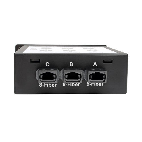 Tripp Lite N484-3M8L12S 40/100Gb Singlemode Fiber Breakout Cassette, 40Gb to 4 x 10Gb, 100Gb to 4 x 25Gb, (x3) 8-Fiber MTP/MPO (APC) to (x12) LC (UPC) Duplex 9/125, N484 Chassis