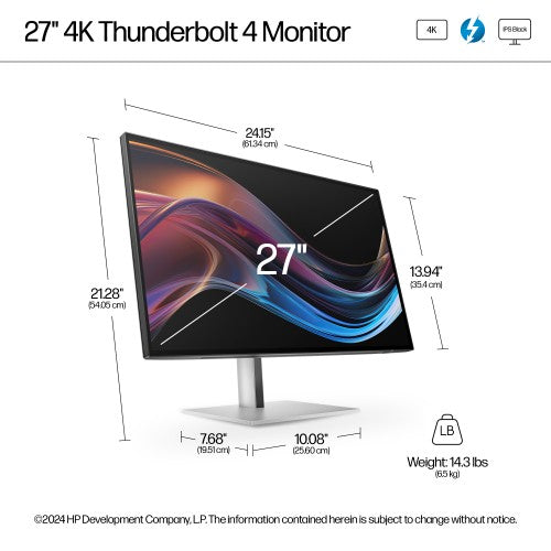 HP Series 7 Pro 27 inch 4K Thunderbolt 4 Monitor - 727pk PVC Free