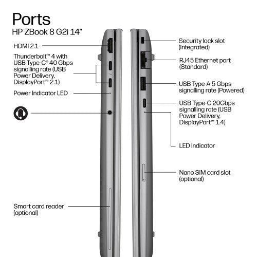 HP Z8G2I14 U7 356H 14 16GB/512 PC Copilot+ PC Intel Core Ultra 7 DDR5-SDRAM 512 GB SSD Windows 11 Pro Workstation AI Workstation, AI PC Silver