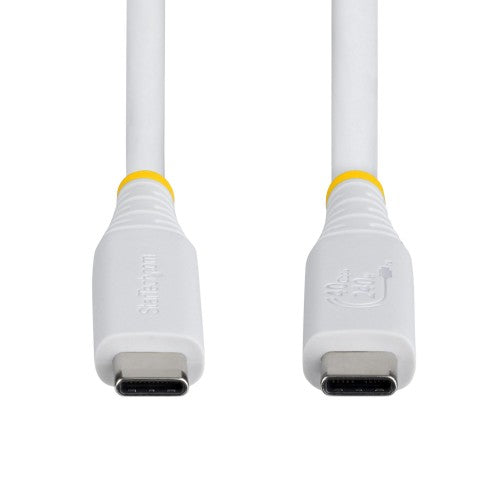 StarTech.com 50cm (1.6ft) USB4 Cable, 40Gbps, USB-IF Certified USB-C Cable, 240W PD, 8K 60Hz/4K 240Hz DP2.1 DP40, TPE Jacket, Thunderbolt 4 Compatible - White USB-C Cord