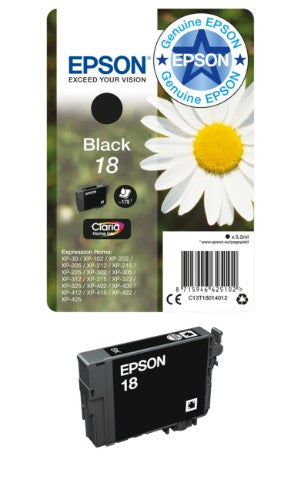 Epson C13T18164012/18XL Ink cartridge multi pack Bk,C,M,Y high-capacity 470pg + 3x450pg, 1x 12ml + 3x 7ml Pack=4 for Epson XP 30