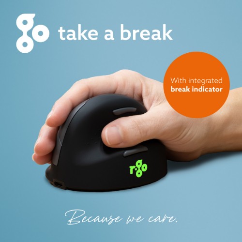 R-Go Tools Ergonomic mouse R-Go HE Break with break software, small (hand size ˂165 mm), right-handed, Wired, black