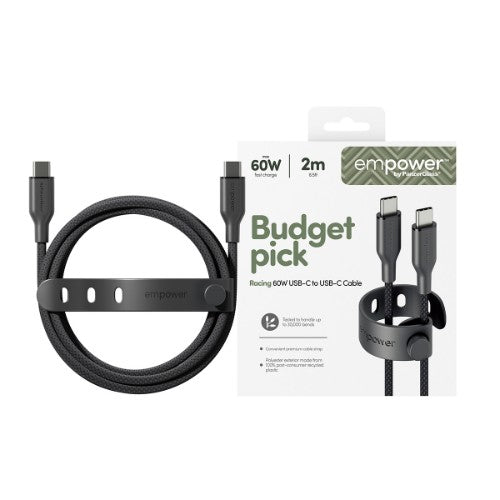 PanzerGlass empower™ by ® Racing 60W USB-C to USB-C Cable | USB 2.0 | 2M | Space Black